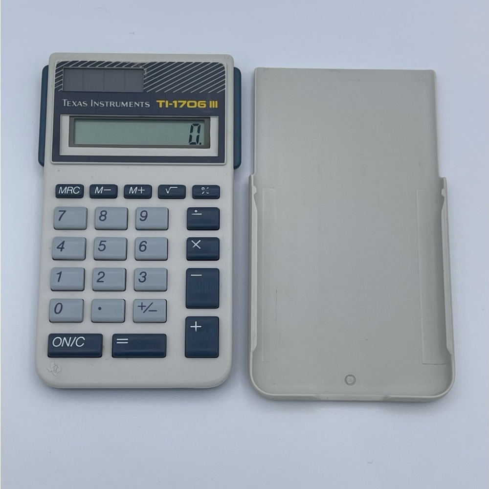 Texas Instruments TI-1706‎ III Solar Calculator Vintage w/ Cover